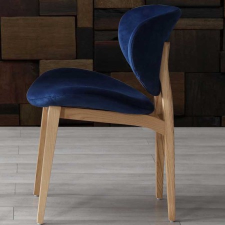 CHAISE ISABELLA Velours Bleu côté