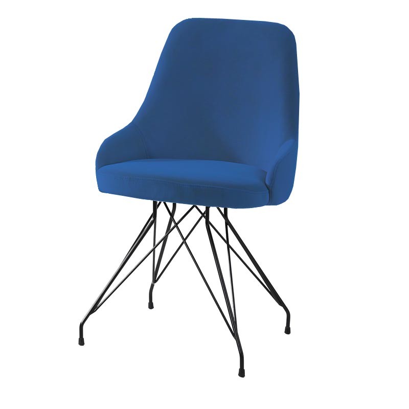 Chaise repas SILVIA tissu Bleu pieds noir