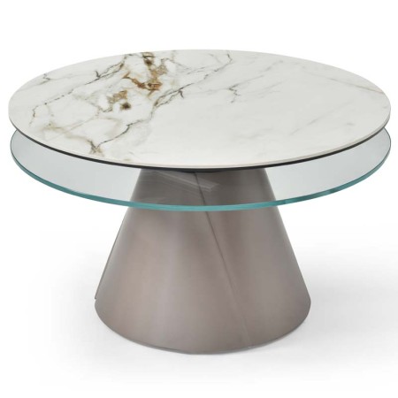 table basse santorin plateau céramique verre pivotant fermée