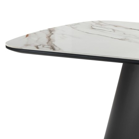 table basse celeste détail plateau marbre piétement massif design