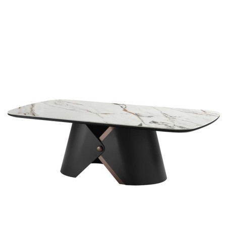 table basse celeste plateau marbre piétement massif design