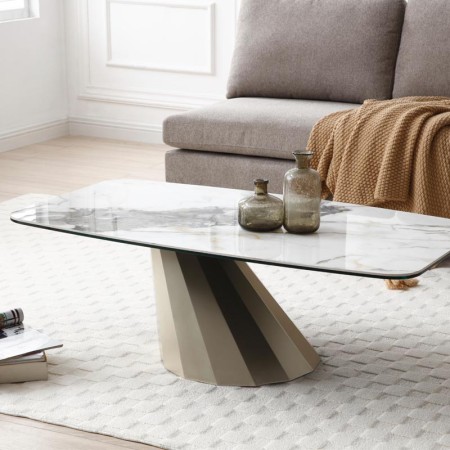 table basse goldy plateau céramique marbre pied conique couleurs dégradées