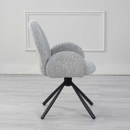 chaise pivotante EMILIA tissu Gris clair vue côté