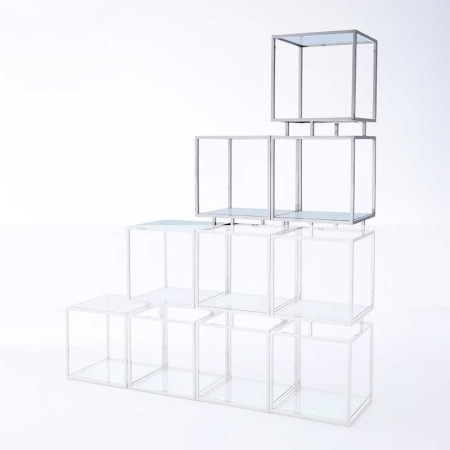 Étagères MODULO 3 pièces inox verre