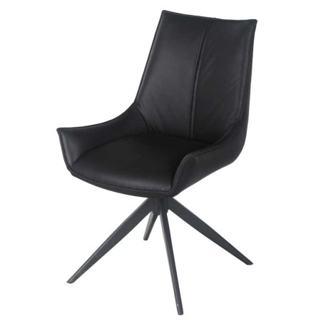 chaise pivotantes LEA CUIR noir 3/4 face