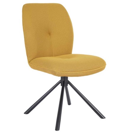 chaise pivotante LIVIA tissu assise jaune vue 3/4