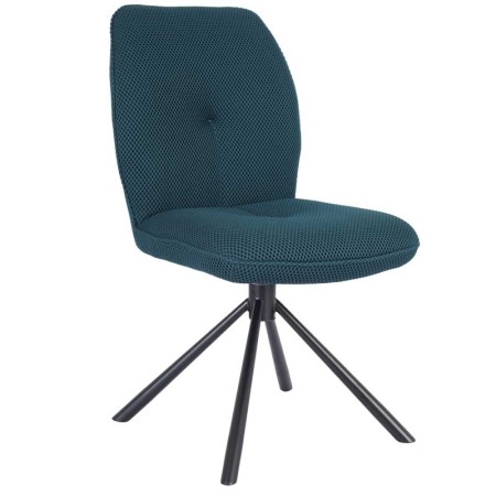 chaise pivotante LIVIA tissu assise bleu vue 3/4