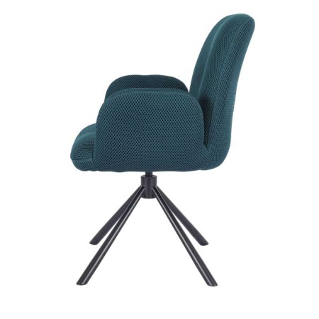 fauteuil pivotant LIVIA tissu bleu vue coté