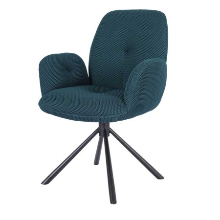 fauteuil pivotant LIVIA tissu bleu vue 3/4