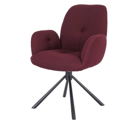 fauteuil pivotant LIVIA tissu bordeaux vue 3/4