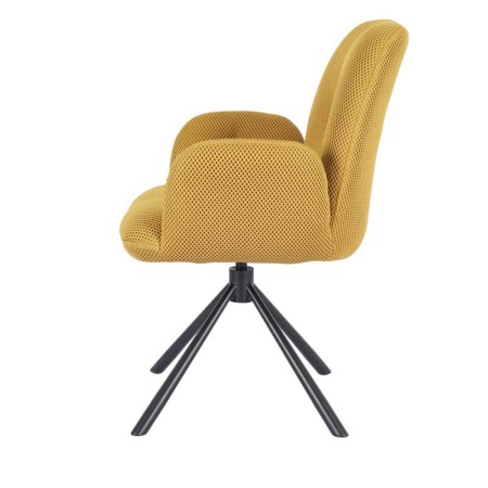 fauteuil pivotant LIVIA tissu jaune vue coté