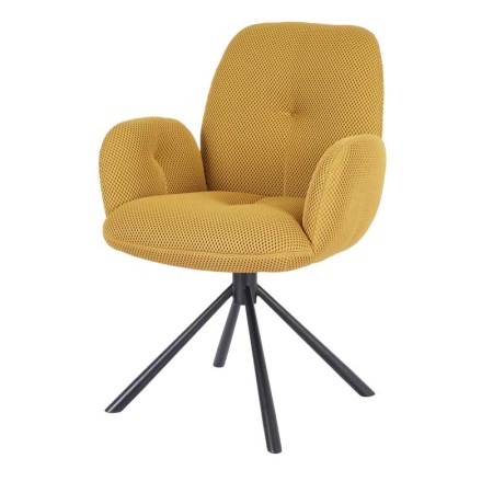 fauteuil pivotant LIVIA tissu jaune vue 3/4